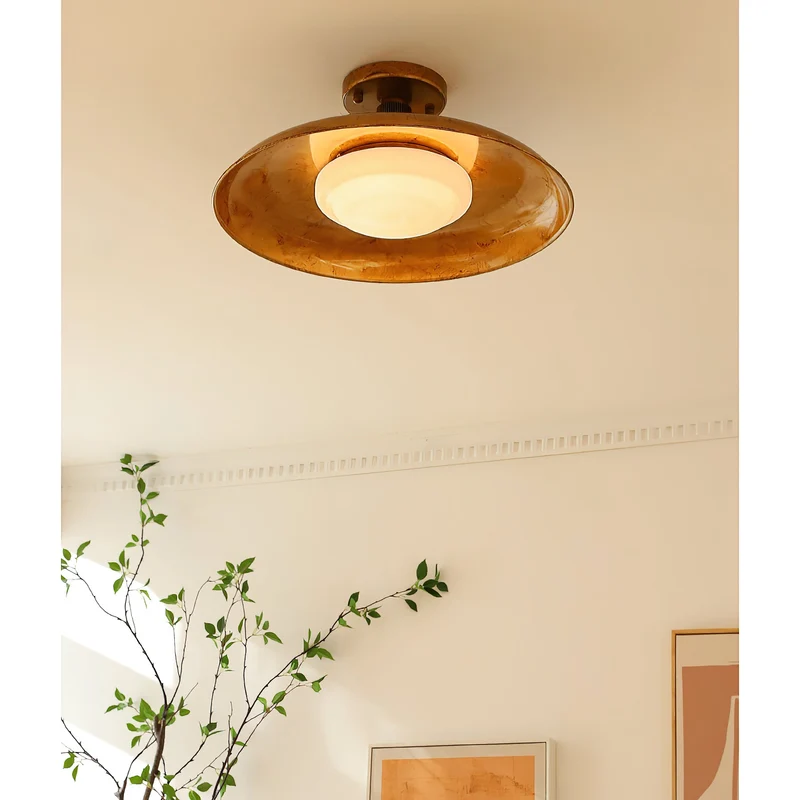Design Plafondlamp van Glas en Metaal met Geïntegreerde LED – Moderne Ronde Plafondverlichting in Goud, Wit of Nikkel 50 cm | Sansoti