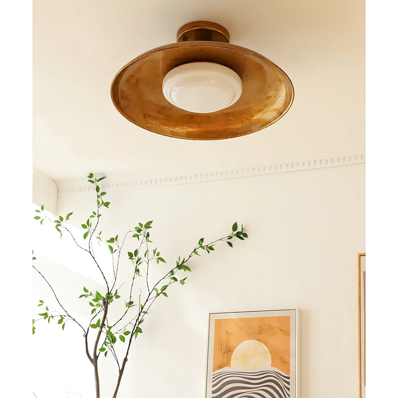 Design Plafondlamp van Glas en Metaal met Geïntegreerde LED – Moderne Ronde Plafondverlichting in Goud, Wit of Nikkel 50 cm | Sansoti