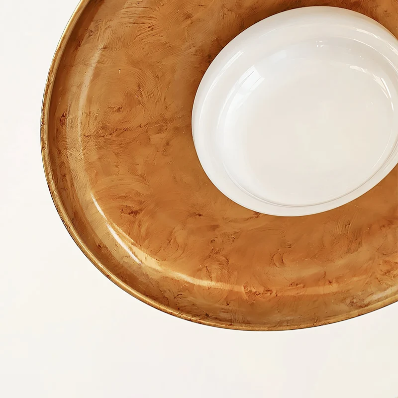 Design Plafondlamp van Glas en Metaal met Geïntegreerde LED – Moderne Ronde Plafondverlichting in Goud, Wit of Nikkel 50 cm | Sansoti