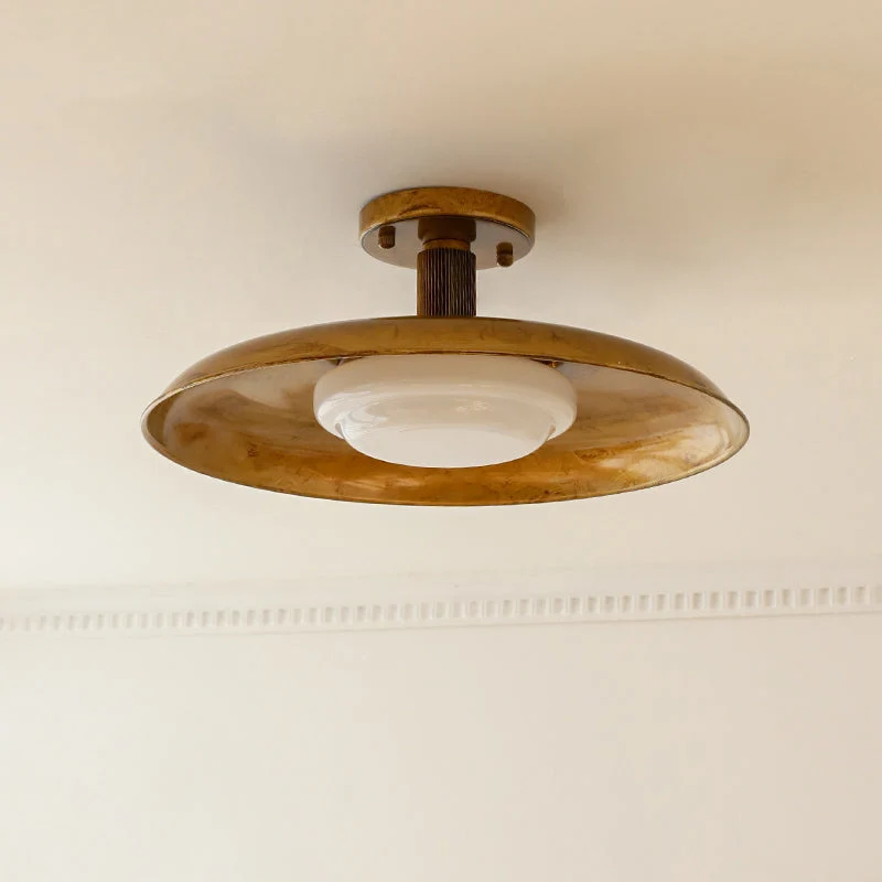 Design Plafondlamp van Glas en Metaal met Geïntegreerde LED – Moderne Ronde Plafondverlichting in Goud, Wit of Nikkel 50 cm | Sansoti
