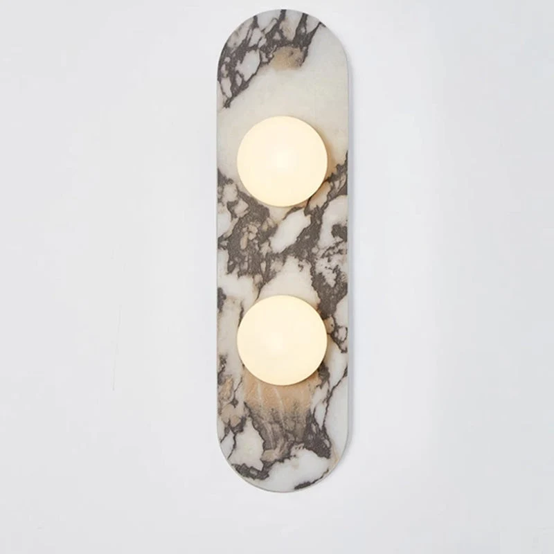 Design Wandlamp van Bulgari Marmer met Opaalglazen Bol – Italiaanse Mid-Century Wandverlichting voor Woonkamer, Hal en Slaapkamer | Sansoti