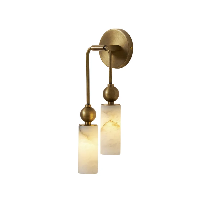 Vintage Wandlamp met Vogel in Messing en Alabaster – Design Wandlamp voor Slaapkamer, Hal en Woonkamer met E14 Fitting | Sansoti