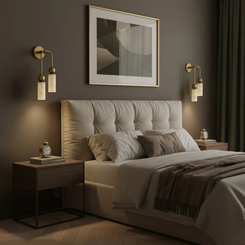 Vintage Wandlamp met Vogel in Messing en Alabaster – Design Wandlamp voor Slaapkamer, Hal en Woonkamer met E14 Fitting | Sansoti