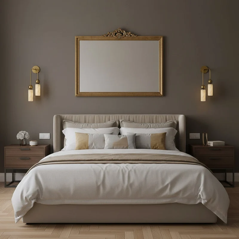 Vintage Wandlamp met Vogel in Messing en Alabaster – Design Wandlamp voor Slaapkamer, Hal en Woonkamer met E14 Fitting | Sansoti