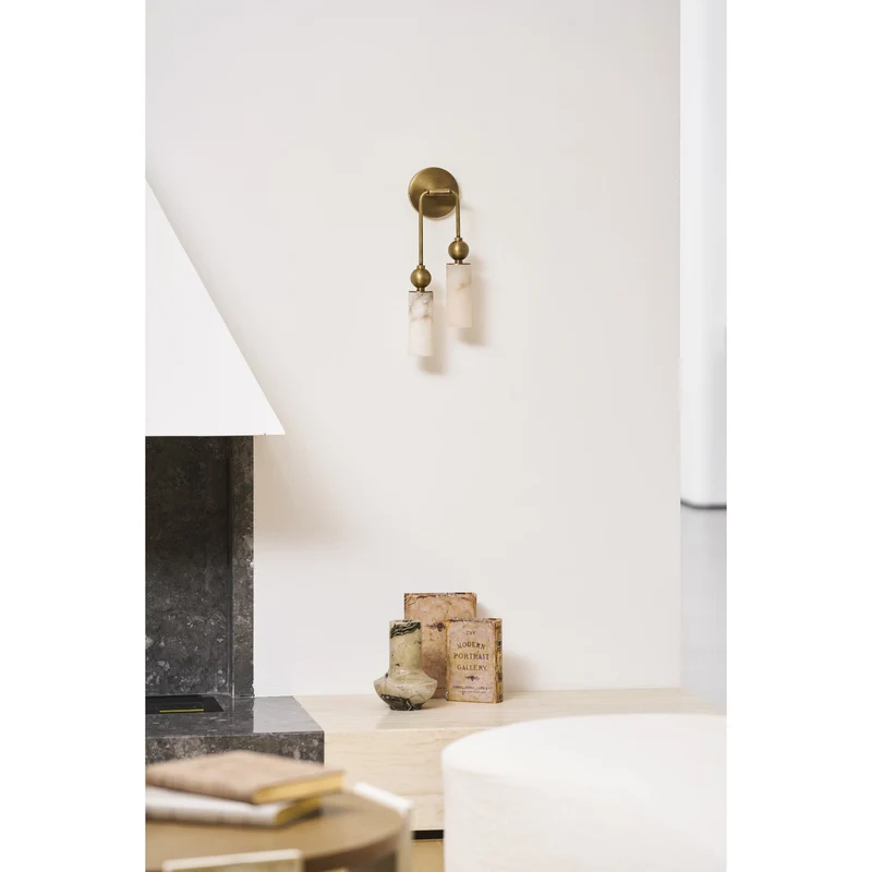 Vintage Wandlamp met Vogel in Messing en Alabaster – Design Wandlamp voor Slaapkamer, Hal en Woonkamer met E14 Fitting | Sansoti