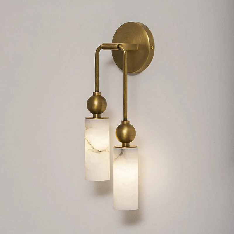 Vintage Wandlamp met Vogel in Messing en Alabaster – Design Wandlamp voor Slaapkamer, Hal en Woonkamer met E14 Fitting | Sansoti