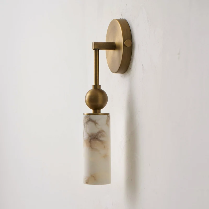 Vintage Wandlamp met Vogel in Messing en Alabaster – Design Wandlamp voor Slaapkamer, Hal en Woonkamer met E14 Fitting | Sansoti