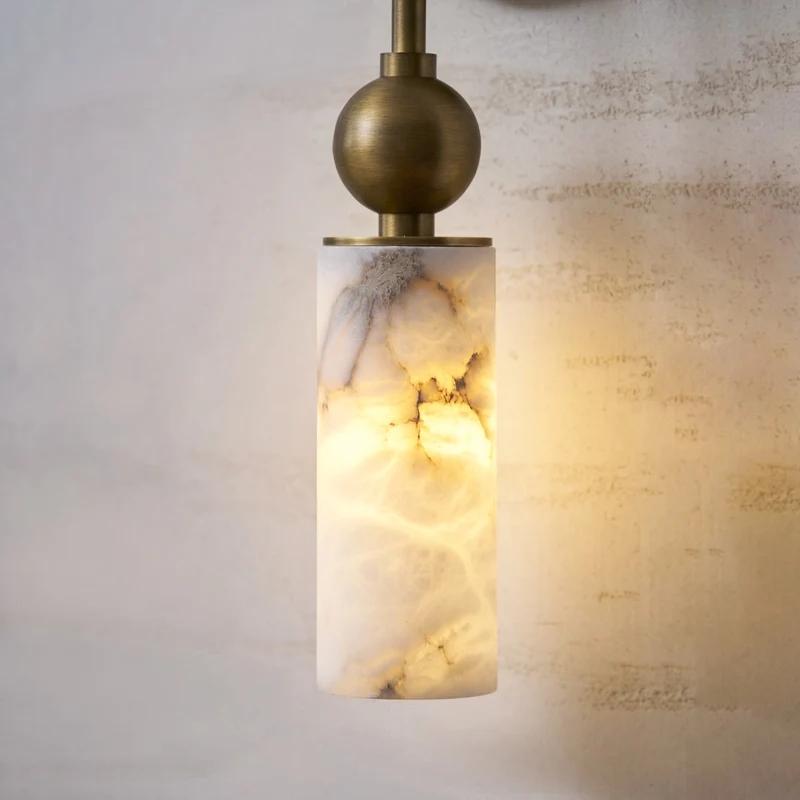 Vintage Wandlamp met Vogel in Messing en Alabaster – Design Wandlamp voor Slaapkamer, Hal en Woonkamer met E14 Fitting | Sansoti