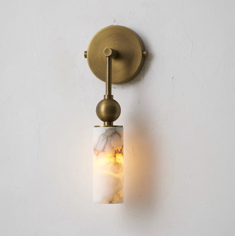 Vintage Wandlamp met Vogel in Messing en Alabaster – Design Wandlamp voor Slaapkamer, Hal en Woonkamer met E14 Fitting | Sansoti