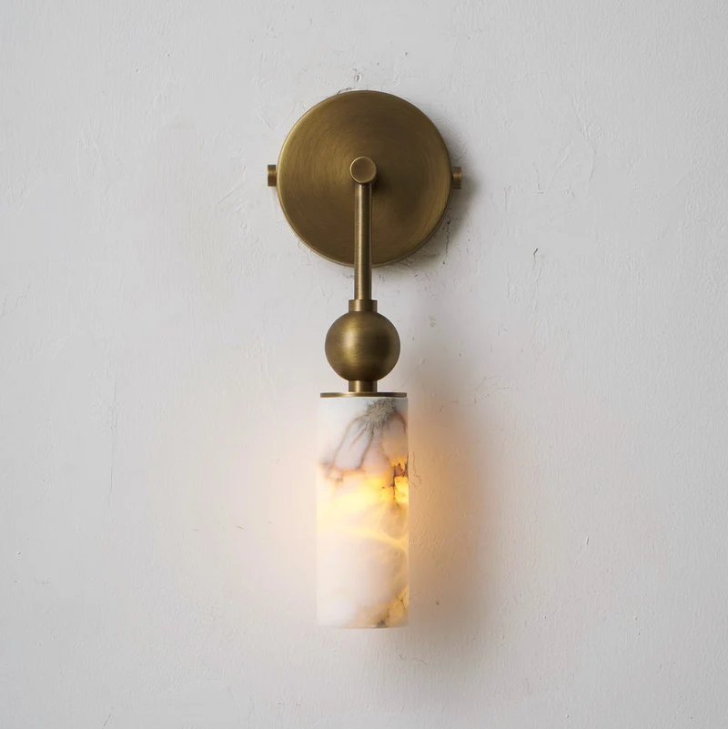 Vintage Wandlamp met Vogel in Messing en Alabaster – Design Wandlamp voor Slaapkamer, Hal en Woonkamer met E14 Fitting | Sansoti