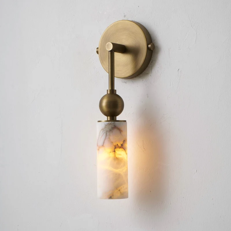 Vintage Wandlamp met Vogel in Messing en Alabaster – Design Wandlamp voor Slaapkamer, Hal en Woonkamer met E14 Fitting | Sansoti