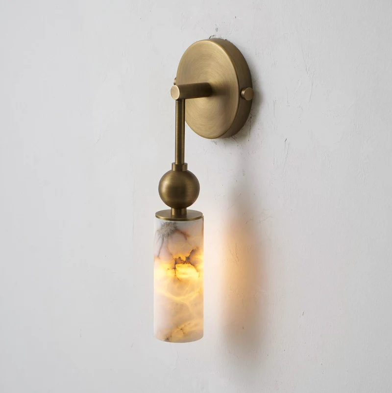 Vintage Wandlamp met Vogel in Messing en Alabaster – Design Wandlamp voor Slaapkamer, Hal en Woonkamer met E14 Fitting | Sansoti