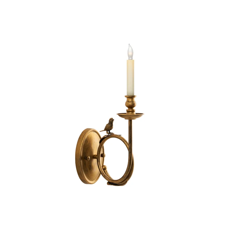 Vintage Wandlamp met Vogel op Tak in Antiek Messing – Klassieke Design Sconce met E14 Fitting voor Slaapkamer, Hal en Woonkamer | Sansoti