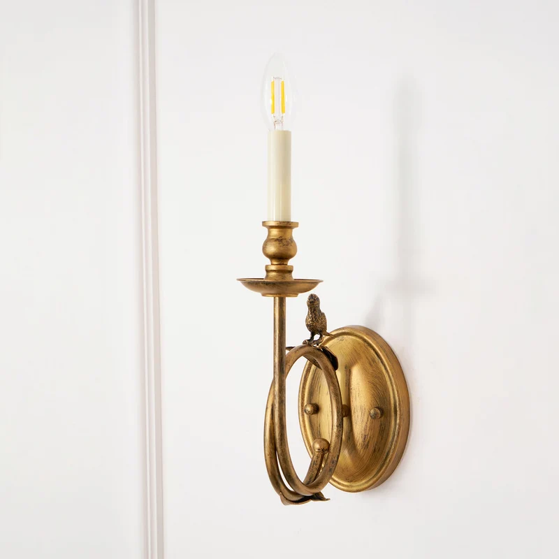 Vintage Wandlamp met Vogel op Tak in Antiek Messing – Klassieke Design Sconce met E14 Fitting voor Slaapkamer, Hal en Woonkamer | Sansoti