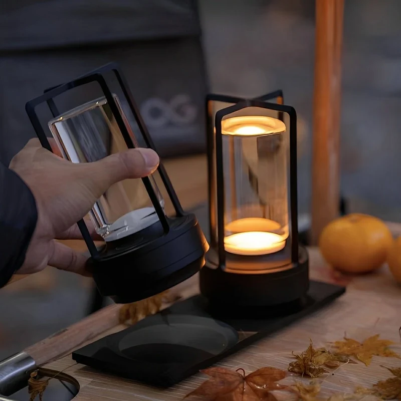 Draadloze Tafellamp Met Usb Oplaadbare Batterij Touch Dimming Led Lantaarn Modern Design Voor Slaapkamer En Woonkamer | Sansoti