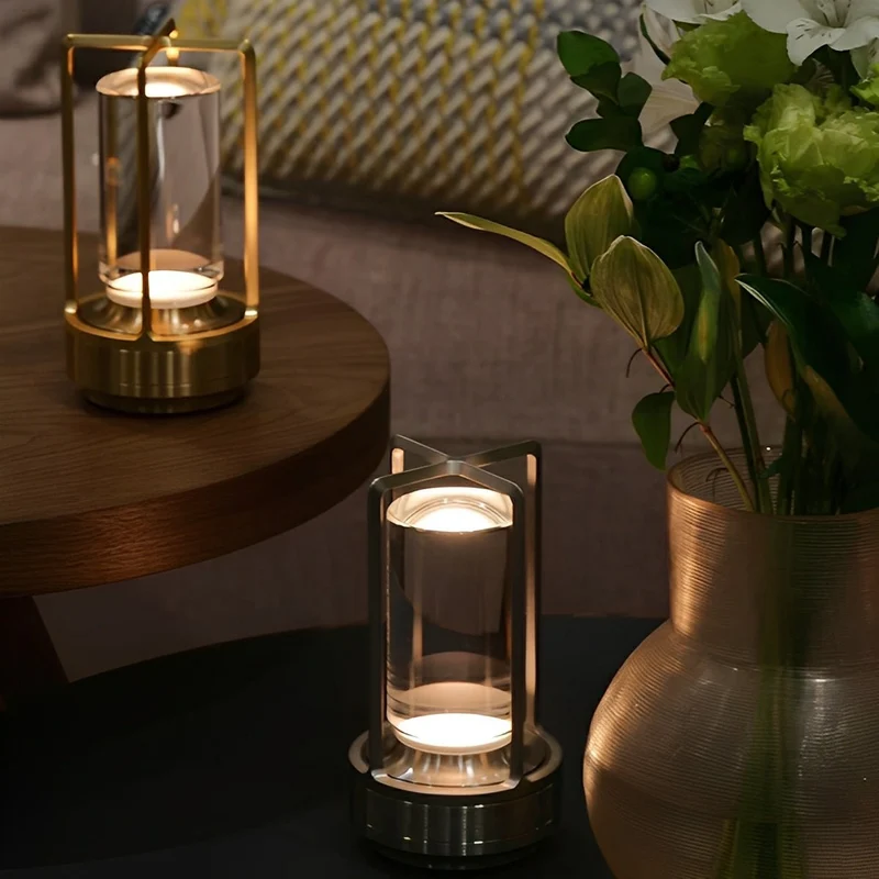 Draadloze Tafellamp Met Usb Oplaadbare Batterij Touch Dimming Led Lantaarn Modern Design Voor Slaapkamer En Woonkamer | Sansoti