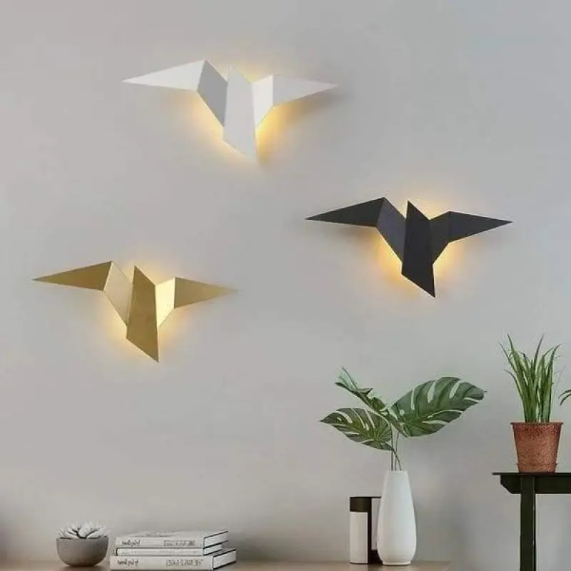Vogel Wandlamp Led Aluminium Scandinavisch Design Zwart Wit Goud | Sansoti