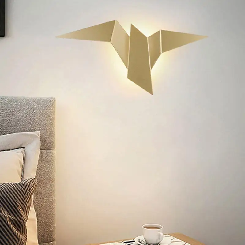 Vogel Wandlamp Led Aluminium Scandinavisch Design Zwart Wit Goud | Sansoti
