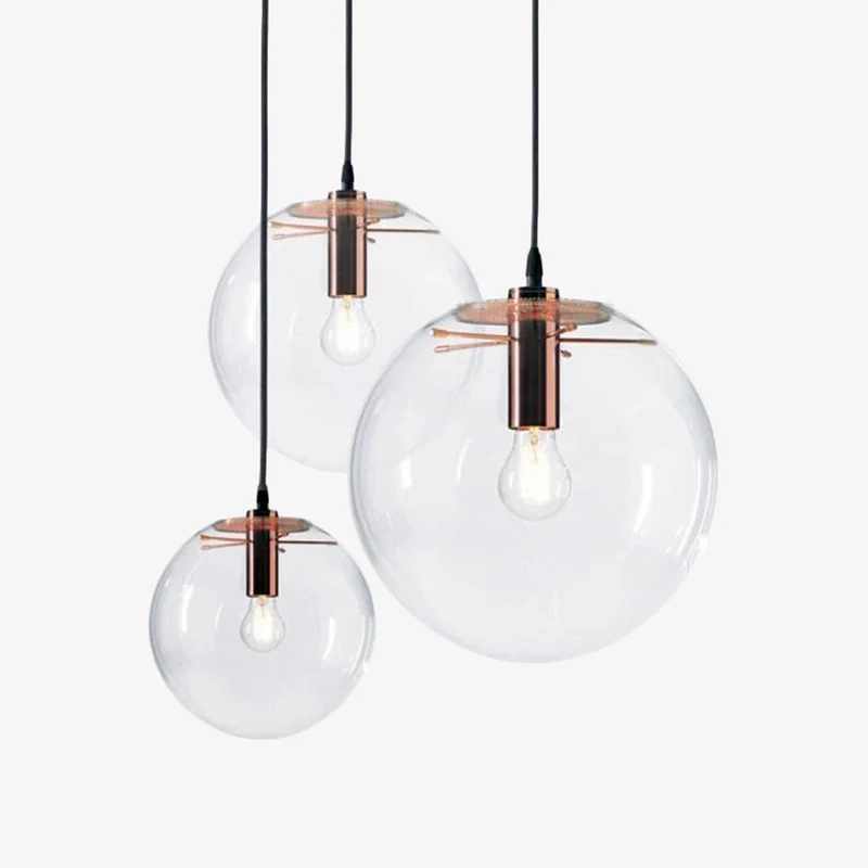 Moderne Glazen Bol Hanglamp Transparant Met Zwarte Of Rose Gold Fitting Minimalistische Design Plafondlamp Voor Woonkamer Eettafel Keuken | Sansoti