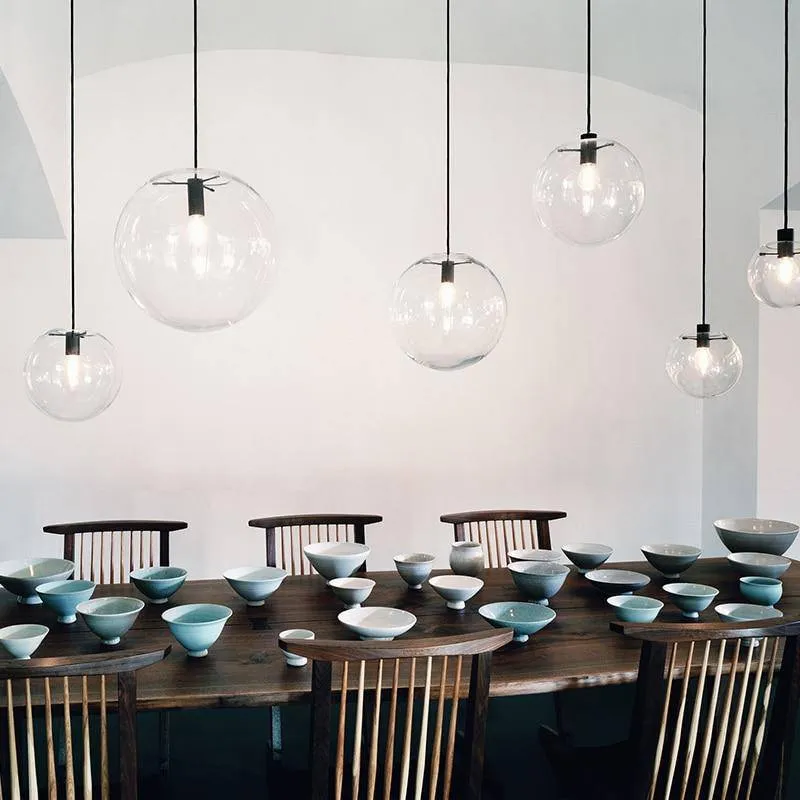 Moderne Glazen Bol Hanglamp Transparant Met Zwarte Of Rose Gold Fitting Minimalistische Design Plafondlamp Voor Woonkamer Eettafel Keuken | Sansoti
