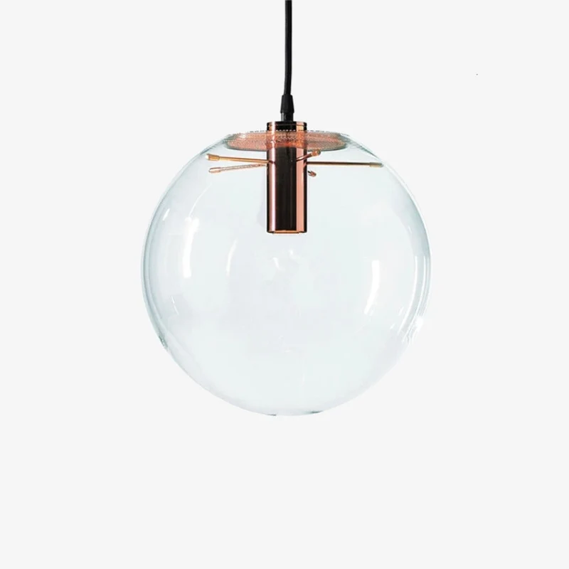 Moderne Glazen Bol Hanglamp Transparant Met Zwarte Of Rose Gold Fitting Minimalistische Design Plafondlamp Voor Woonkamer Eettafel Keuken | Sansoti