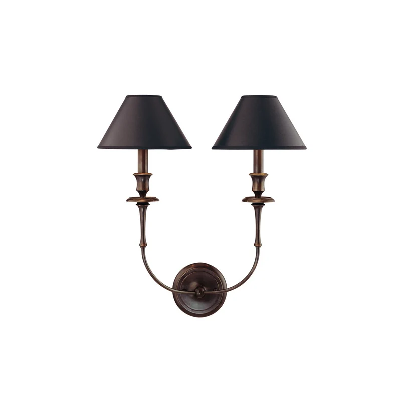 Moderne Wandlamp met Zwarte Stoffen Kap in Messing, Nikkel of Zwart – 1 of 2 Lichtpunten Design Verlichting | Sansoti