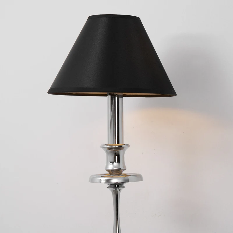 Moderne Wandlamp met Zwarte Stoffen Kap in Messing, Nikkel of Zwart – 1 of 2 Lichtpunten Design Verlichting | Sansoti