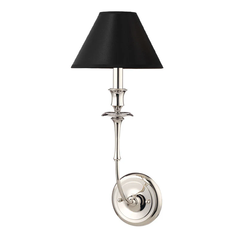 Moderne Wandlamp met Zwarte Stoffen Kap in Messing, Nikkel of Zwart – 1 of 2 Lichtpunten Design Verlichting | Sansoti