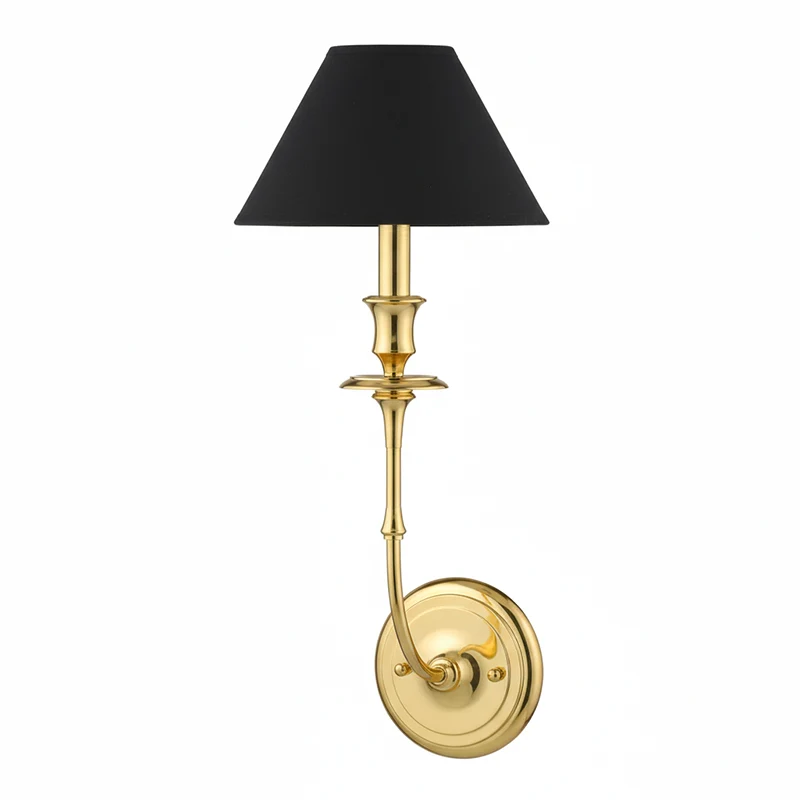 Moderne Wandlamp met Zwarte Stoffen Kap in Messing, Nikkel of Zwart – 1 of 2 Lichtpunten Design Verlichting | Sansoti