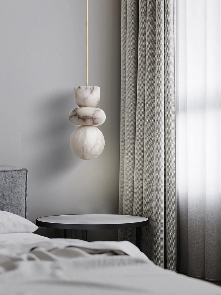 Alabaster Hanglamp met Messing Armatuur en Geïntegreerde LED – Luxe Natuurstenen Design Verlichting | Sansoti