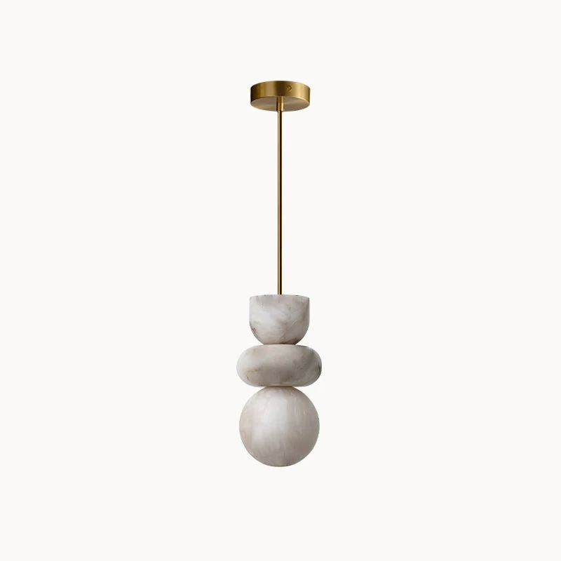 Alabaster Hanglamp met Messing Armatuur en Geïntegreerde LED – Luxe Natuurstenen Design Verlichting | Sansoti