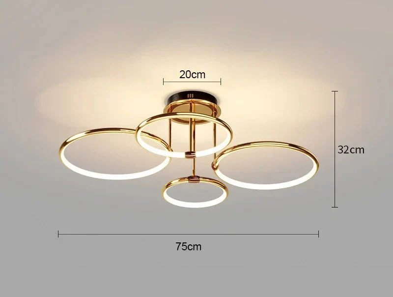 Sansoti | LED Ring Plafondlamp – Moderne Design Plafonnière (3–6 Ringen) – Dimbaar & Warm/Neutraal/Koud Licht