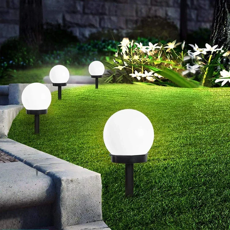 Waterdichte solar tuinlampen set van 3 met bolvormig design voor tuinpad, gazon en terras | Sansoti