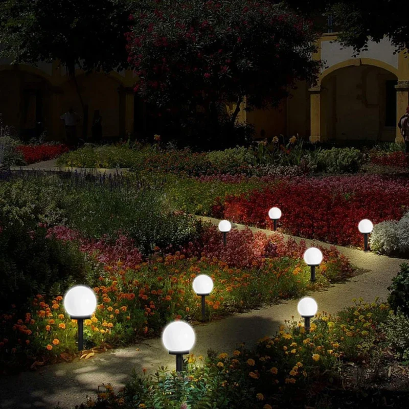 Waterdichte solar tuinlampen set van 3 met bolvormig design voor tuinpad, gazon en terras | Sansoti