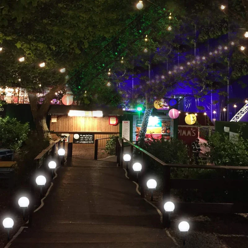 Waterdichte solar tuinlampen set van 3 met bolvormig design voor tuinpad, gazon en terras | Sansoti