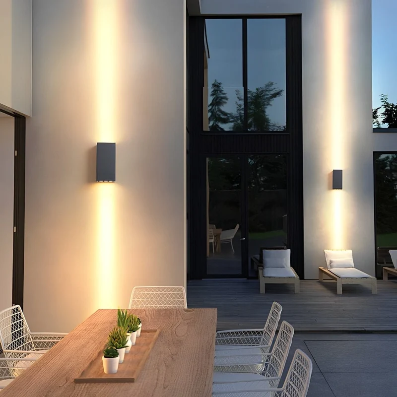 Buitenlamp LED Wandlamp IP65 Aluminium Antraciet Op- en Neerwaarts Licht Gevel Tuin Oprit Terras Buitenverlichting Modern | Sansoti