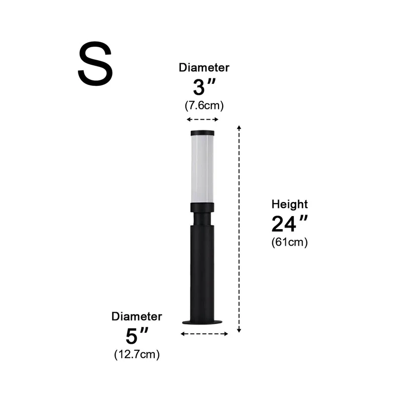 Tuinpaal Lamp Aluminium Zwart 6W IP55 Tuin Pad Verlichting Staande Buitenlamp Sokkel Paalverlichting Oprijlaan Binnenhof | Sansoti