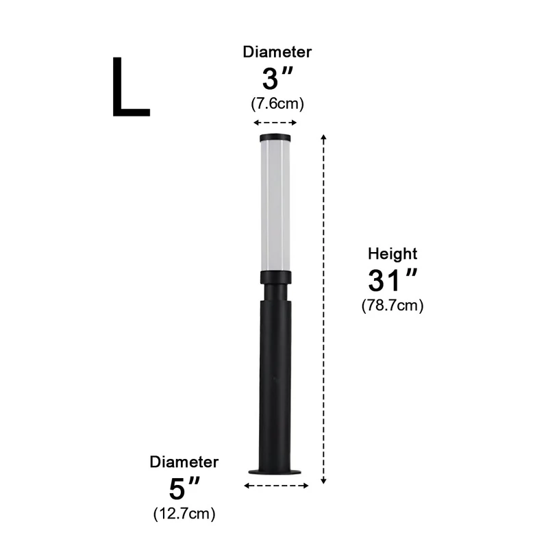 Tuinpaal Lamp Aluminium Zwart 6W IP55 Tuin Pad Verlichting Staande Buitenlamp Sokkel Paalverlichting Oprijlaan Binnenhof | Sansoti