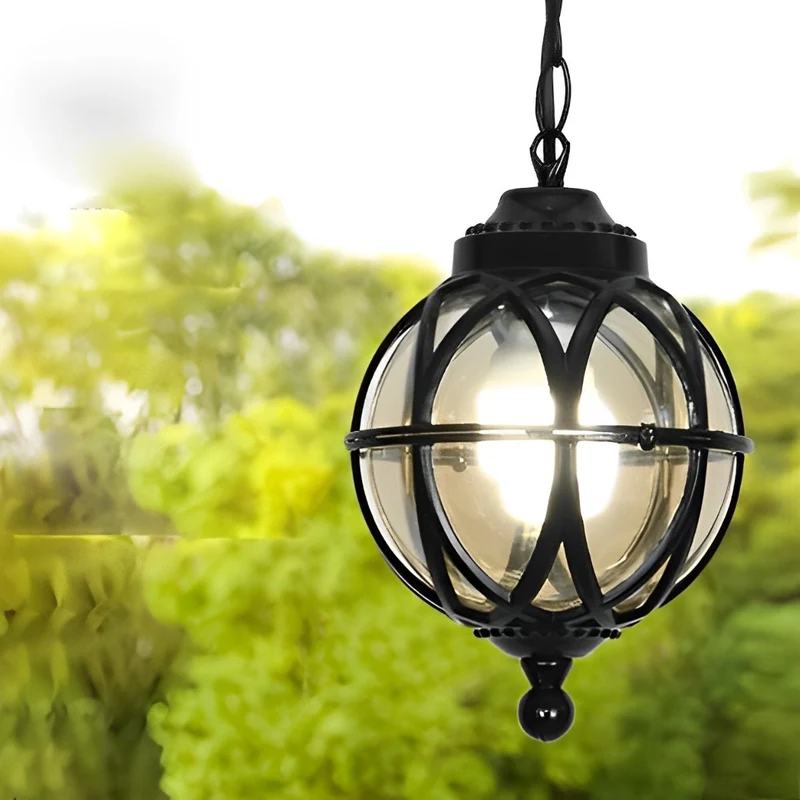 Buitenhanglamp Bol Aluminium Zwart E27 Tuin Retro Ronde Buitenlamp Ketting Verstelbaar Veranda Balkon Buitenverlichting Lantaarn | Sansoti