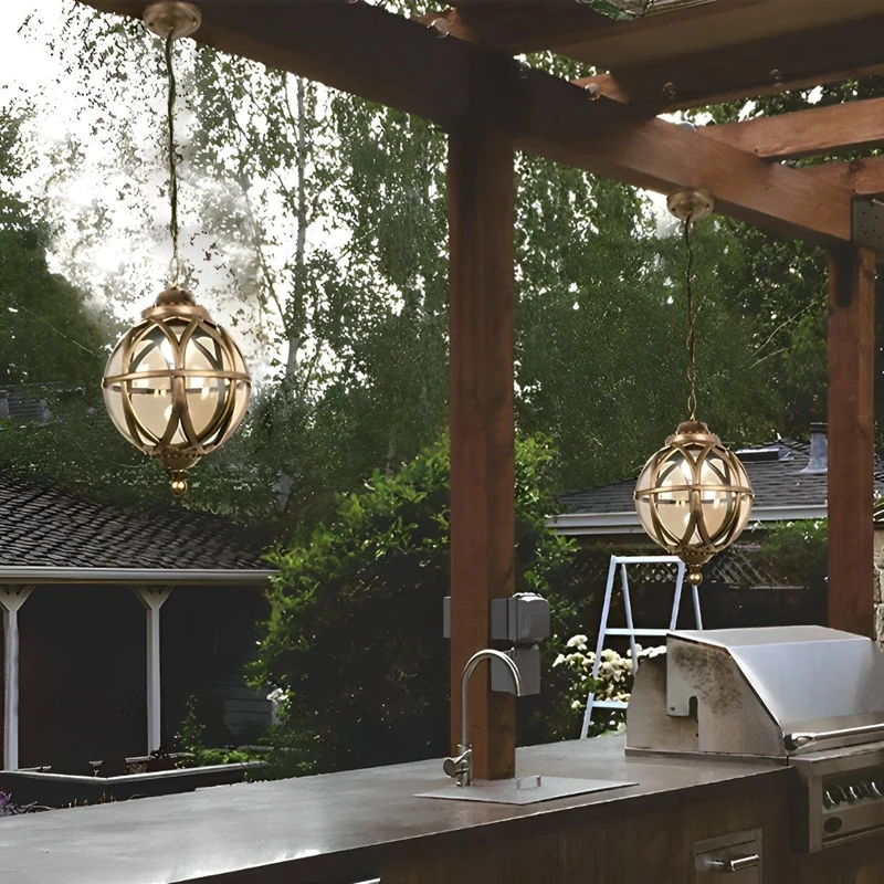 Buitenhanglamp Bol Aluminium Zwart E27 Tuin Retro Ronde Buitenlamp Ketting Verstelbaar Veranda Balkon Buitenverlichting Lantaarn | Sansoti