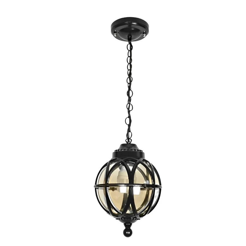 Buitenhanglamp Bol Aluminium Zwart E27 Tuin Retro Ronde Buitenlamp Ketting Verstelbaar Veranda Balkon Buitenverlichting Lantaarn | Sansoti