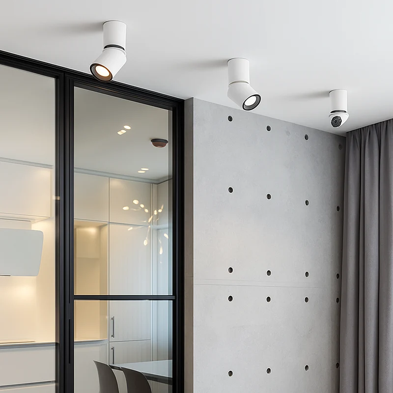 Opbouwspot LED Kantelbaar Wit Aluminium 7W-12W Plafond Woonkamer Verstelbare Spot Opbouw Plafondspot 360° Draaibaar Slaapkamer Keuken | Sansoti