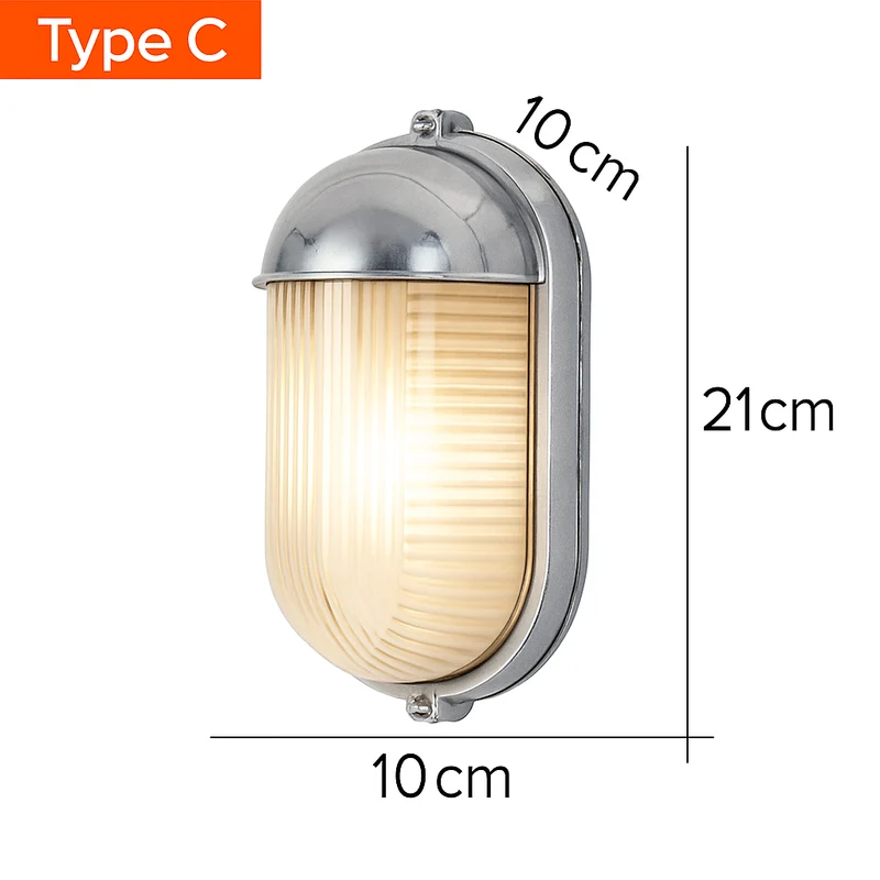 Buitenlamp Wandlamp Aluminium Zilver IP65 E27 12W Tuin Veranda Industrieel Vintage Matglas Buitenwandlamp Waterdicht Balkon Gevel | Sansoti