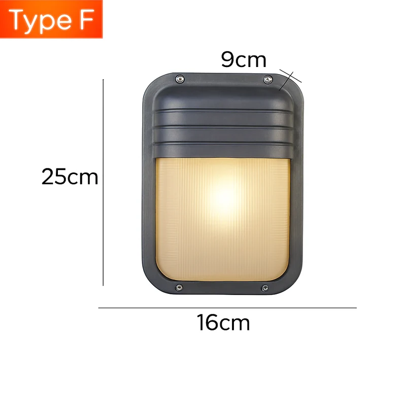 Buitenlamp Wandlamp Aluminium Zilver IP65 E27 12W Tuin Veranda Industrieel Vintage Matglas Buitenwandlamp Waterdicht Balkon Gevel | Sansoti