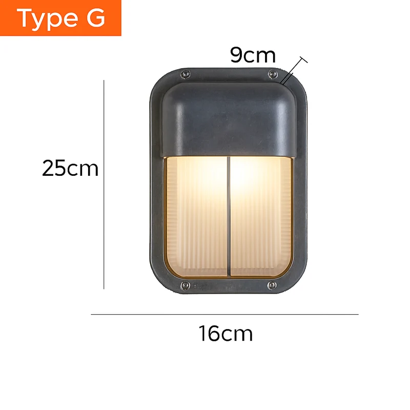 Buitenlamp Wandlamp Aluminium Zilver IP65 E27 12W Tuin Veranda Industrieel Vintage Matglas Buitenwandlamp Waterdicht Balkon Gevel | Sansoti