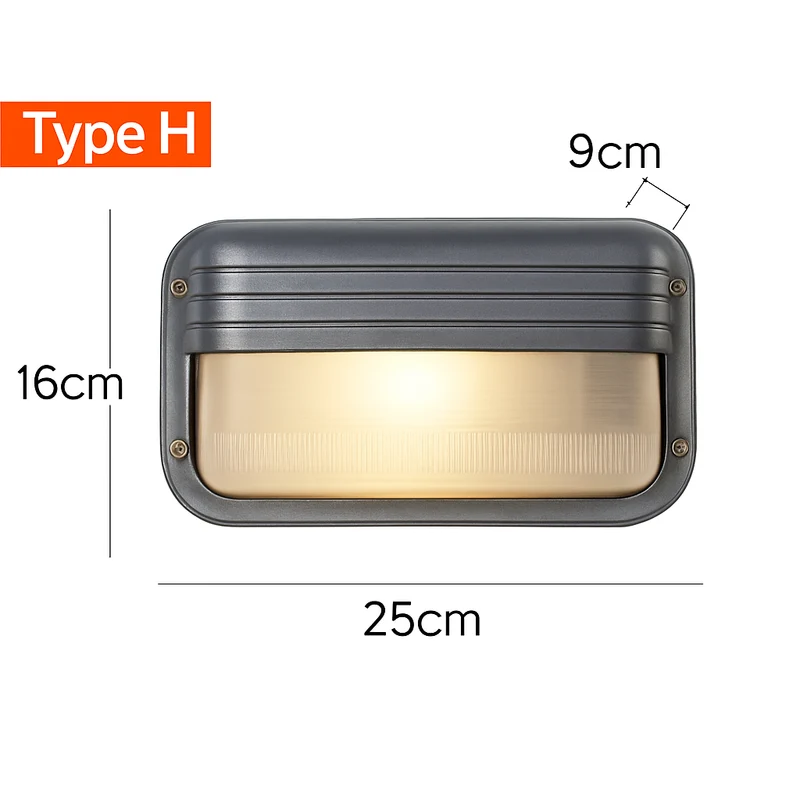 Buitenlamp Wandlamp Aluminium Zilver IP65 E27 12W Tuin Veranda Industrieel Vintage Matglas Buitenwandlamp Waterdicht Balkon Gevel | Sansoti