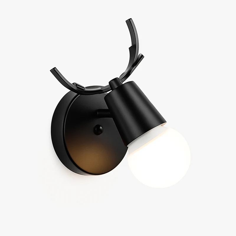 Wandlamp Hert Metaal Hout Zwart E27 Woonkamer Slaapkamer Hertenlamp Wandlicht Decoratief Rendier Keuken Kinderkamer | Sansoti