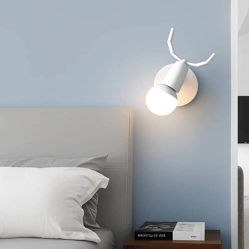 Wandlamp Hert Metaal Hout Zwart E27 Woonkamer Slaapkamer Hertenlamp Wandlicht Decoratief Rendier Keuken Kinderkamer | Sansoti