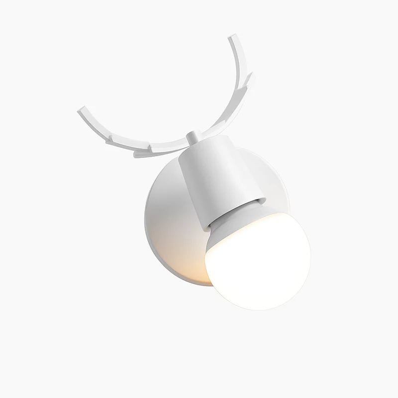 Wandlamp Hert Metaal Hout Zwart E27 Woonkamer Slaapkamer Hertenlamp Wandlicht Decoratief Rendier Keuken Kinderkamer | Sansoti