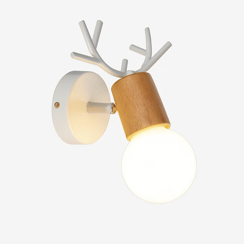 Wandlamp Hert Metaal Hout Zwart E27 Woonkamer Slaapkamer Hertenlamp Wandlicht Decoratief Rendier Keuken Kinderkamer | Sansoti
